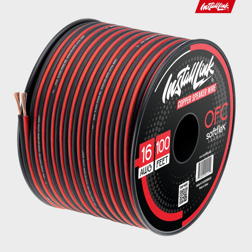 Install Link 16 AWG Gauge Speaker Wire (OFC) Cable for Stereo, Car or Home Theater, 100 Feet