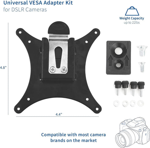 VIVO Universal VESA Adapter Bracket Kit for DSLR Cameras/Camcorders, 1/4 inch Mount, Attaches to Monitor Stands for