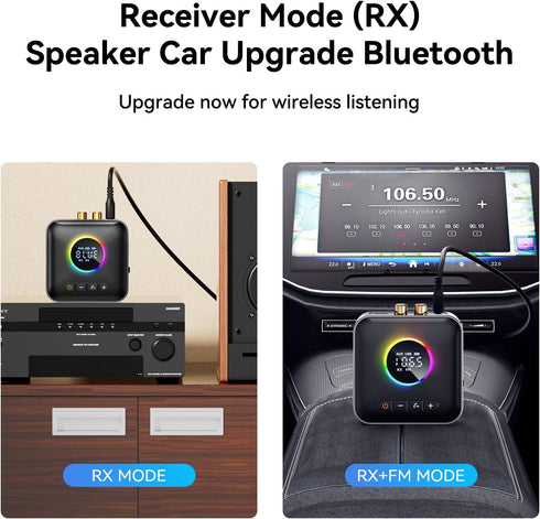 M10 RGB Upgraded Bluetooth 5.4 Audio Receiver Transmitter for TV Home Stereo/Speakers with USB, RCA, AUX