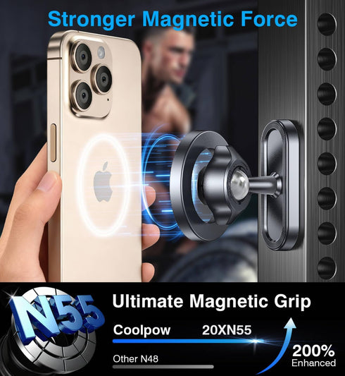 17 16 15 14 13 Coolpow Dual Magnetic Phone Holder for Gym Mag Safe Phone HolderStrong Magnet Gym Phone Holder Camera