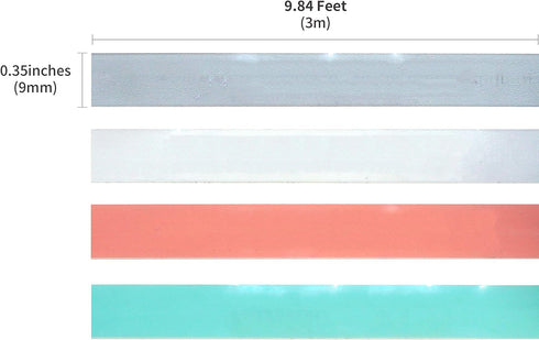 Motex Refill Tape for Embossing Label Maker, 4 Color Tapes, 3/8-Inch (Baby Pink, Baby Mint, Silver, Transparent)