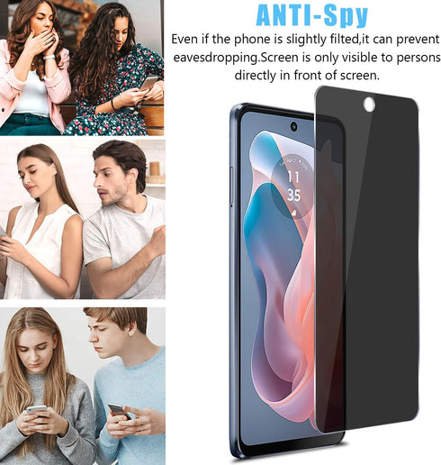 [2+2 Pack for Moto G Power 5G (2024) Privacy Tempered Glass Screen Protector and Camera Lens Protector, Anti-Spy 9H