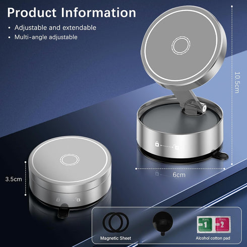 DUEDUE 360Adjustable 16/16E/15/14/13/12/Pro/Pro Vacuum Magnetic Suction Phone Holder, Suction Cup Magnetic Car Phone