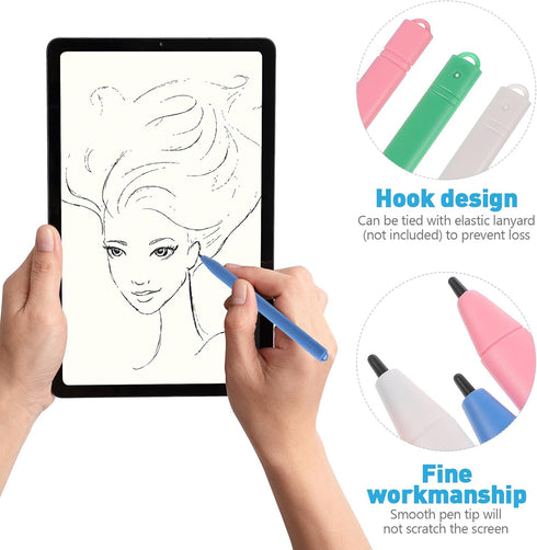 Homoyoyo 7pcs Colorful Drawing Stylus with Tether, Replacement Pen for LCD Writing Tablet, Drawing Board, Doodle Pad
