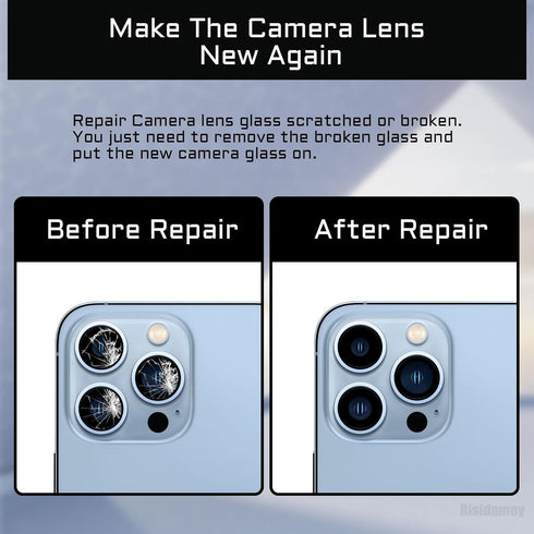 OEM Rear Camera Lens Replacement for iPhone 13 PRO, Dual-Sided Adhesive Back Camera Glass Lens with Fix Tool Repair Kit