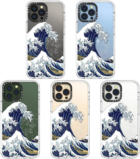MOSNOVO Case for iPhone 13 Pro Max, Military-Grade Drop Protection, Clear TPU Bumper Phone Cover, Great Wave