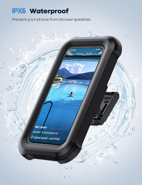 Lamicall 4-7" Waterproof Shower Phone Holder - Shower Bathroom Bath Cellphone Accessories for Women Men Girls Boys