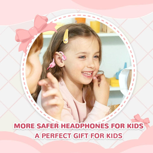 Open Ear Headphones with Mic, 85dB Safe Volume for Kids, Wireless Bluetooth Headsets with 8GB Memory