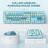 Owpkeenthy Blue Keyboard and Mouse Wireless, Cute Typewriter Keyboard with Retro Round Keycaps for Desktop and Laptop