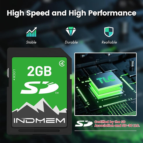 INDMEM 2GB 2 Pack 2GB 4 2G SD Card, Class Flash Memory Card SLC Standard Secure Digital Cards for Old Digital Camera