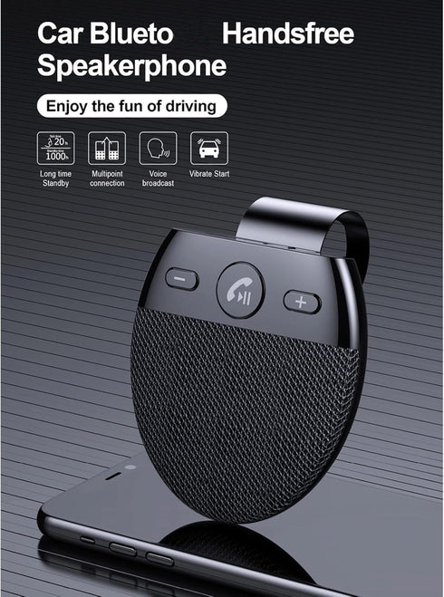 Hands Bluetooth for Cell Phone Car Kit - Bluetooth 5.0 Car Speaker with CVC8.0 Double Noise Reduction Technology, Support Siri Voice Guidance Receiver for Car Handsfree
