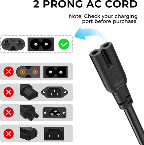 Meliya 2 4.9ft, 18 125V, 10 Prong TV Power Cord Compatible with Samsung, LG, TCL, Sony, Apple, Smart Roku, Vizio