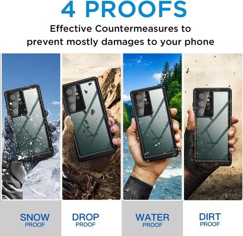 AICase for Samsung Galaxy S23 Ultra Case Waterproof, Clear Water Proof Shockproof Dustproof Snowproof Full Body Rugged Transparent Underwater Phone Case for Galaxy S23 Ultra Built-in Screen Protector