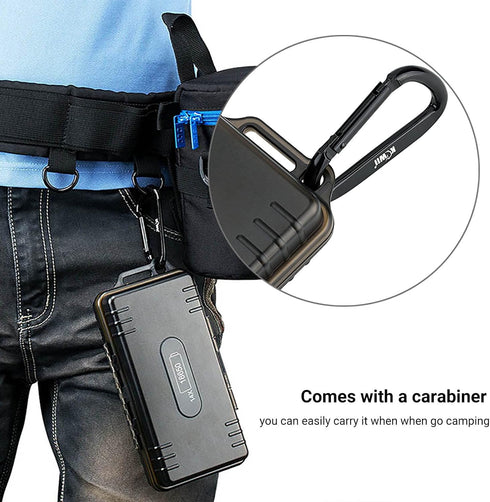 14 Slots 18650 Battery Case with Carabiner, Water-Resistant and Shockproof Storage Organizer for 14 x 18650 Batteries