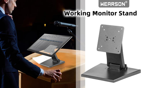 75x75mm&100x100mm (WS-03A2) WEARSON Adjustable LCD TV Stand Folding Metal Monitor Desk Stand with VESA Hole
