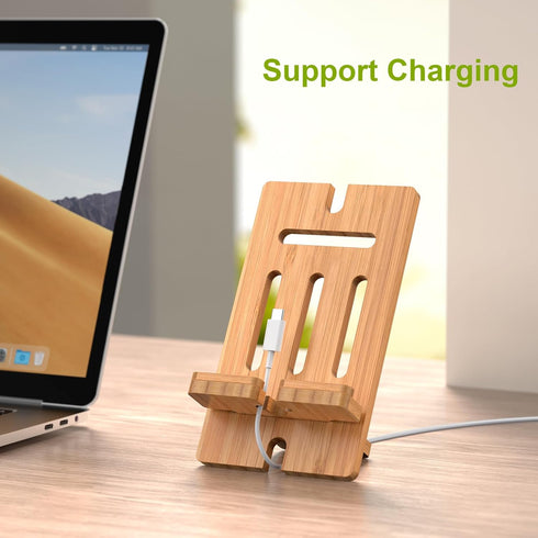 Pezin & Hulin Cell Phone Tablet Stand, Bamboo Wooden Smart Phone Desktop Charging Dock Holder for Pad, Phone 8 Plus X