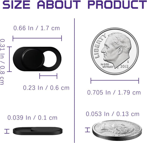 Brvlsoc (3-Pack) Webcam Cover Slide Ultra-Thin Metal Privacy Cover for Laptop, MacBook, iMac, iPad, PC & iPhone Black