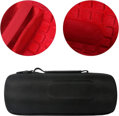 co2CREA Hard Travel Case for JBL Charge 4 / JBL Charge 5 Waterproof Bluetooth Speaker (Black Outside, Red Inside)