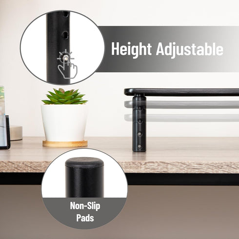 14.5"L 9.25"W 4-5.5"H, Set 2, Mind Reader Monitor Stand, Height Adjustable, Ventilated Laptop Riser, Metal, x x