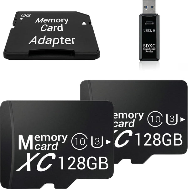 TIDEFORCIX 2-Pack 128GB Micro SD Cards with 1 USB 3.0 Reader Kit, V30