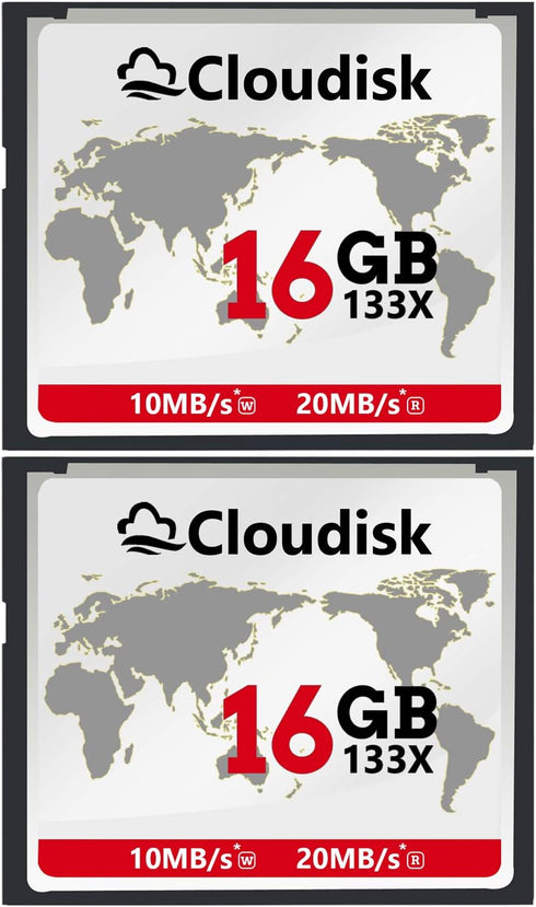 Cloudisk Pack of 2 Compact Flash Card 16GB 133X CF 2.0 Card Performance