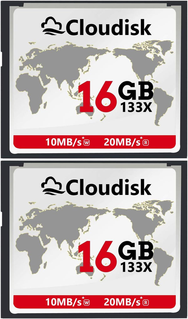 Cloudisk Pack of 2 Compact Flash Card 16GB 133X CF 2.0 Card Performance