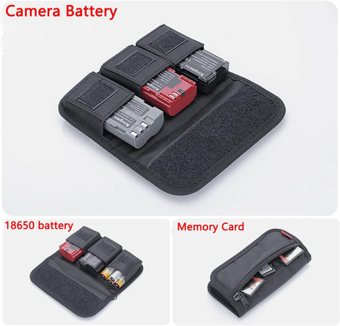 King Ma Small DSLR Camera Battery Bag Pouch Holder Case Camera Battery Waist Bag Suitable for AA Battery and LP-E6/ LP-E17/ FZ100/ FW50/ F550 and More, SD Card Holder Memory Card Case