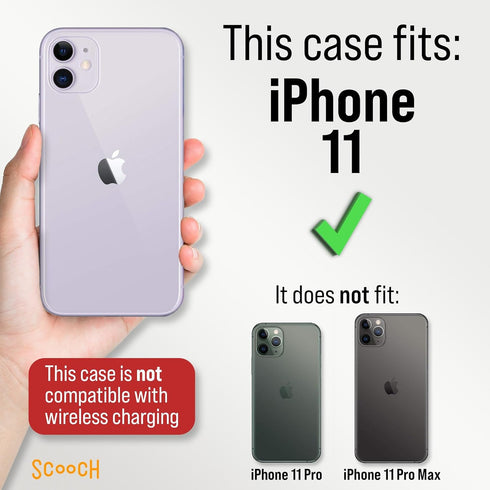 Scooch Wingmate Wallet Case for iPhone 11 with Card Holder - RFID Protection for 3 Cards - 10-Foot Drop Protection,