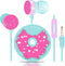Cute Donut Earbuds for Kids, Wired Earbud & in-Ear Headphones with Microphone, Lovely Storage Case, Sky Blue
