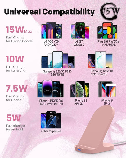 YW YUWISS 15W Fast Wireless Charger Stand Compatible with Apple iPhone 14 13 12/12 Pro Max, Samsung Galaxy