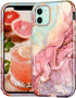 CASEFIV Compatible with iPhone 11 Case,Marble Pattern 3 in 1 Heavy Duty Shockproof Full Body Rugged Hard PC+Soft Silicone Drop Protective Women Girls Cover for iPhone 11 6.1 inch, Rose Gold