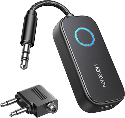 UGREEN Airplane Bluetooth Transmitter Receiver for 2 Airpods, 2-in-1 Wireless Bluetooth Adapter for Flight, TV, Car