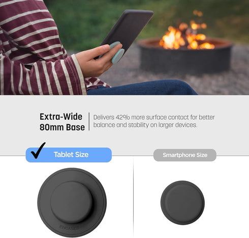 ENCASED Comfort Grip Holder for E-Readers and Tablets - Collapsible Handle (Black)