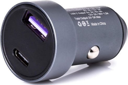 36W Dual USB Type C PD 3.0 (18W) + USB A QC4.0 (18W) Mini Fast Car Charger Adapter with Built-in LED Voltmeter