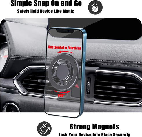 Mengfly CX-5 2017-2025, 17 16 15 14 13 12 Car Phone Holder, Car Air Vent Phone Stand Mount, for Mazda for Magsafe