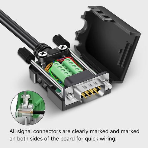 DB9 Female Breakout Connector, 9PIN Port Solderless RS232 D-SUB Serial Adapter with Screw Terminals
