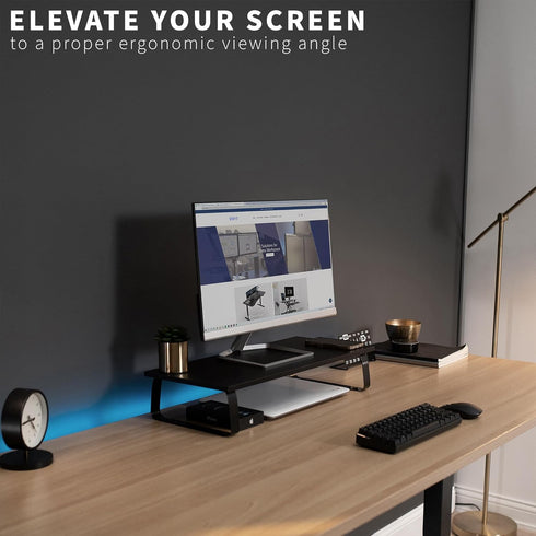 VIVO 24 Inch Desktop Riser Monitor and Laptop Stand, STAND-V000D, Black