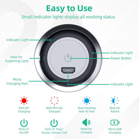 SEVENKA 2 Mini Speakers, 3W Portable Water Resistant Wireless Stereo Pairing, Rechargeable Metal Bluetooth Speakers