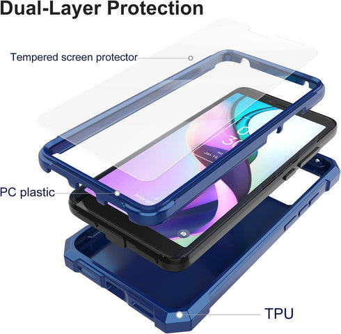 Ailiber TCL ION X Phone Case, Dual Layer Structure with Screen Protector, Heavy Duty Rugged Cover for TCL ION V-Blue