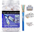 PETECHTOOL RJ45 CAT6 Pass Through Connectors, Gold Plated 8P8C Plugs and Strain Relief, 50x CAT6 Plug + 50x Strain