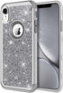 Hython Heavy Duty iPhone XR Case, Full-Body Defender Protective Bling Glitter Armor Hybrid Shockproof Cover, Gray