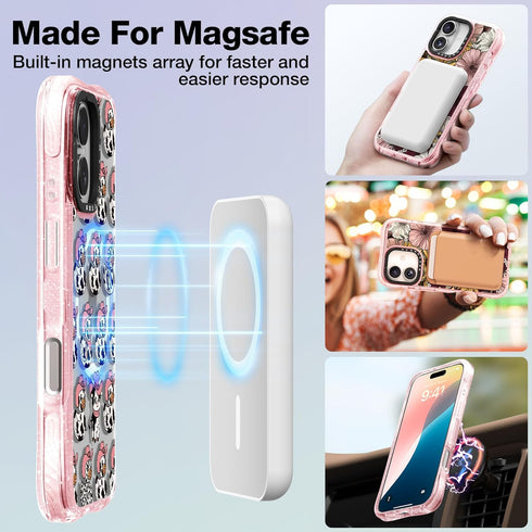 Rosarnnah 17 20 (6.3") for iPhone Case Cute - Compatible with Magsafe - Military-Grade ft Drop Protection Shockproof