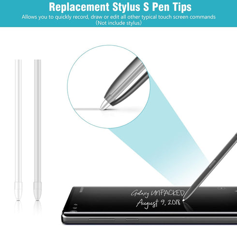 Replacement Tips for Galaxy Note 8/9 Tab 4, Pen Nibs with Tweezer Removal Tool (White)