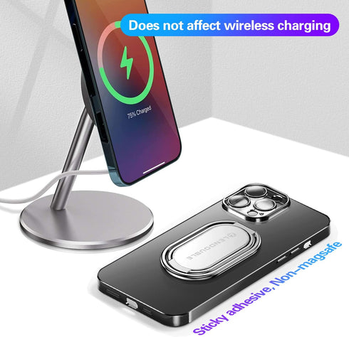 Foldable Cell Phone Stand for Desk - Adjustable Ring Holder Kickstand for Office & Magnetic Car Mount