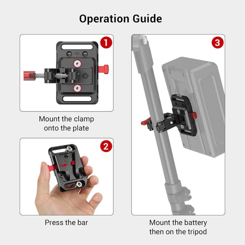 SmallRig Mini V Mount Battery Plate, V-Lock Mount with Crab-Shaped Clamp for Camera Power Supply - 2989