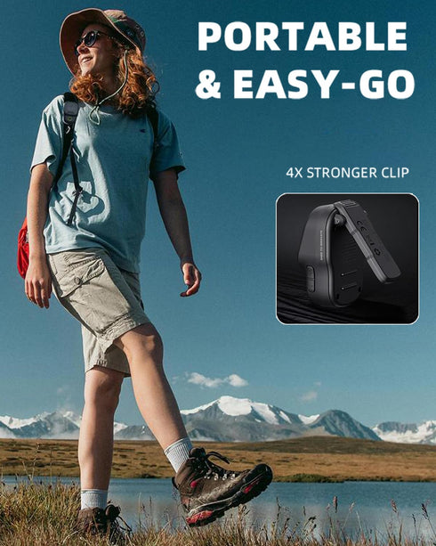 GOTOOLZ 5.4 12Hrs IPX7 Wearable Bluetooth Speaker, Bluetooth Clip On Wireless Speaker with Mic, TWS Function, Playtime