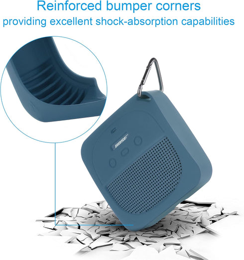 TXEsign Silicone Case for Bose SoundLink Micro, Waterproof Portable Speaker Protective Stand Up Case with Carabiner