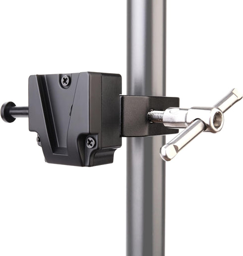V-Mount Lock Battery Adapter with Clamp for Tripod Light Stand Mounting