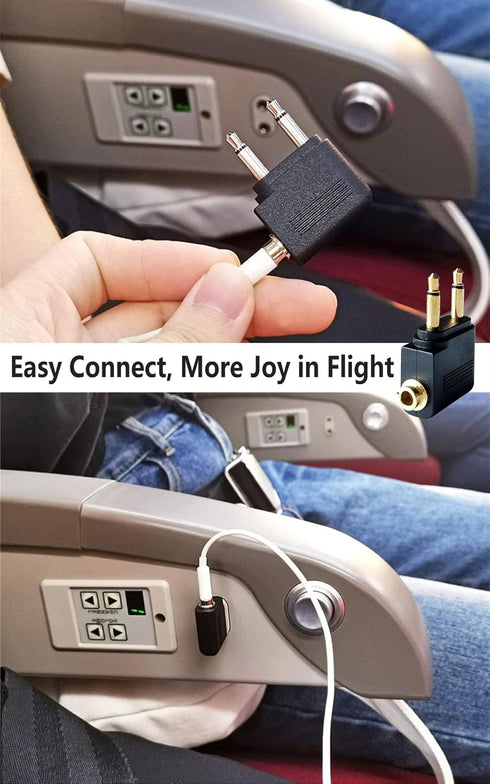 Airplane Headphone Adapter Dual Pin: Gold Plated 3.5mm Male Mono TS Jack Plug to 3.5mm Female Stereo TRS Jack