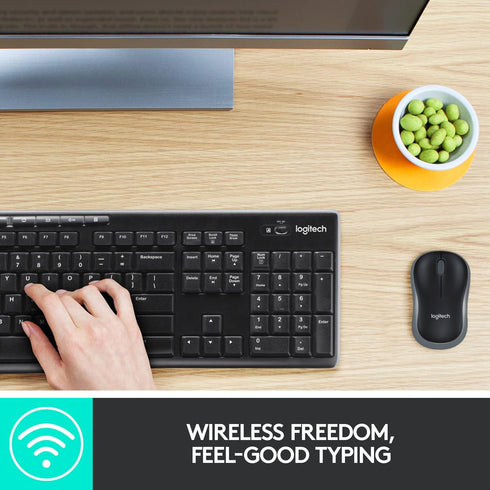 Logitech MK270 Wireless Keyboard and Mouse Combo, 2.4 GHz Wireless for Windows, Compact Mouse, Black